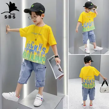 Детский костюм для мальчика лето 2023 новая детская одежда для мальчиков брюки с коротким рукавом красивая одежда