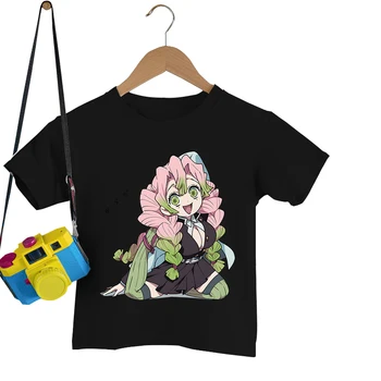 Футболки с аниме Demon Slayer, детские футболки с комиксами Harajuku, Летние топы с короткими рукавами, футболка Kanroji Mitsuri, одежда из манги для девочек