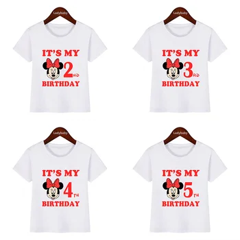 Детская одежда с рисунком Минни Маус от Disney It's My на 1, 2, 3, 4, 5, 6, 7, 8, 9 лет, Футболка для девочек и мальчиков на день рождения, Милые детские футболки