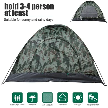 Переносная Однослойная палатка для кемпинга на 3-4 человека, Походная палатка, Водонепроницаемая Ветрозащитная палатка для кемпинга