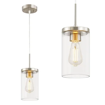 AKEZON Современный подвесной светильник со стеклянным абажуром 5 дюймов, подвесной светильник из матового никеля, подвесные светильники для кухонного бара