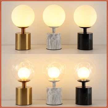 Настольная лампа Nordic LED, Стеклянный абажур, 3 цвета освещения, Прикроватная тумбочка для спальни, Украшение гостиной, Рождественские подарки для взрослых, Настольная лампа
