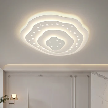 Новая Современная светодиодная люстра в скандинавском стиле для гостиной, спальни, столовой, кухонного гарнитура, потолочный светильник, Белый Дизайн с рябью, Звездный свет