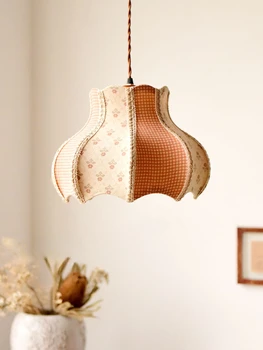 Ретро Люстра из хлопка и льна Натуральная Ностальгическая американская Кантри Художественная Прикроватная лампа в японском стиле