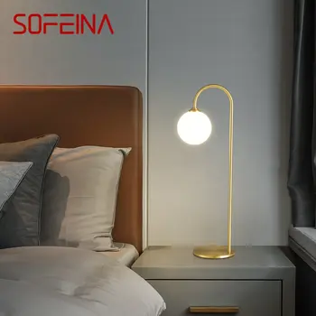 Современная настольная лампа SOFEINA из латуни со светодиодной подсветкой из золотой меди для рабочего стола в современном доме, кабинете, спальне