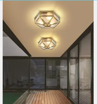 Европейский потолочный светильник из медного стекла 3 размера D27cm H13cm, Домашний декор, спальня, гостиная, внутренние светодиодные лампы E27, светодиодное потолочное освещение