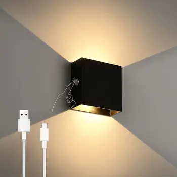 Перезаряжаемые USB-бра с сенсорным затемнением, магнитная светодиодная настенная лампа для прикроватной тумбочки, коридора, лестничной клетки