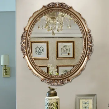Винтажное настенное зеркало для макияжа Роскошные наклейки Большое круглое изогнутое настенное Зеркало неправильной формы Парикмахерская Specchio Da Parete Decor HY