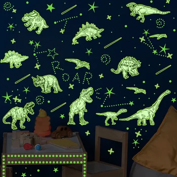Светящиеся настенные сикеры для декора Динозавров Рамадан Украшение 2023 Новые наклейки для декора Креативные наклейки на стены детской комнаты