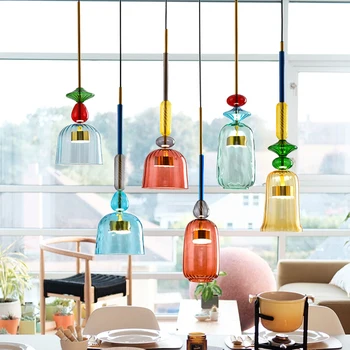 Подвесные светильники Nordic LED Macaron Подвесные светильники в стиле лофт для ресторана Подвесной светильник для столовой Подвесной светильник для гостиной Кухонные светильники