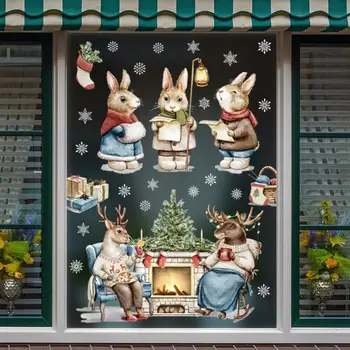 Полезная декоративная наклейка, привлекающая внимание при оформлении витрины, гладкая наклейка для украшения витрины в виде лося и кролика