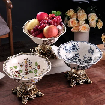 Новая китайская сине-белая креативная керамическая тарелка для фруктов, европейско-американский чайный столик, тарелка для сухих фруктов, украшения для дома ручной работы