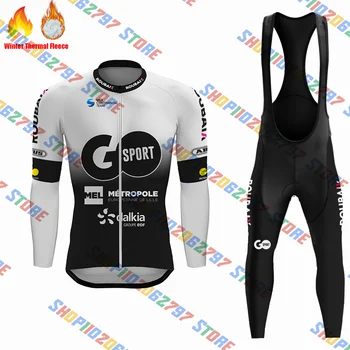 2023 GO SPORT ROUBAIX, Черный Флисовый комплект из джерси для велоспорта, Комплект с длинным рукавом, Одежда для шоссейных велосипедов, Платье, костюм, Велосипедная рубашка