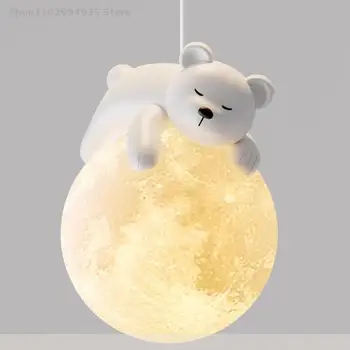 Подвесной светильник для детской спальни Медведь Кролик Луна Шар Подвесной светильник коридор Входное приспособление Украшение Люстра Лампа