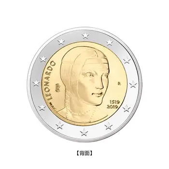 В 2019 году, к 500-летию со дня смерти леди Да Винчи, Италия, 2 евро круглой норки, Памятная монета 100% Оригинал