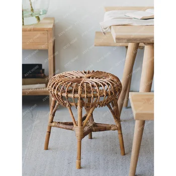 Журнальный столик в гостиной, Приставной столик, туалетный табурет, стул из ротанга в стиле минимализма, мебель для ресторана во французском ретро-скандинавском стиле