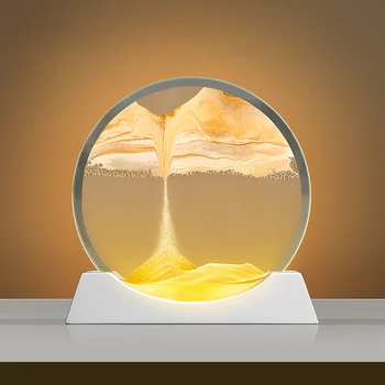 Зыбучий Песчаный Ночник с 3 Цветами Креативный USB Движущийся Песок Арт Настольная Лампа 3D Песчаный Пейзаж Прикроватные Лампы Струящийся Песок Домашний Декор