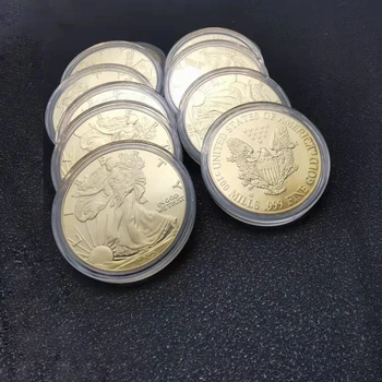 11шт Памятных монет США из чистого золота 1 унция 999 пробы Соединенные Штаты Свободы Орел В Бога мы верим Сувенирные подарки