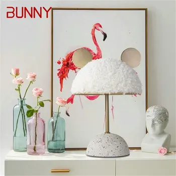 Современная настольная лампа BUNNY с мультяшным креативным светодиодным винтажным Прикроватным столиком для домашнего детского декора спальни