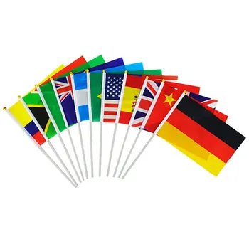 Мини-Флаг С Развевающейся Рукой 14x21 см, Маленький Флаг Из Полиэстера С Пластиковым Флагштоком Для Различных Праздничных Вечеринок, Национального Дня Олимпийских Игр