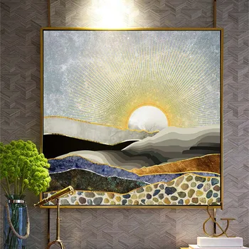 HAOCHU современная простая декоративная живопись в скандинавском стиле, геометрическая абстракция, солнце и луна, гостиная, спальня, фон, стена, домашний декор