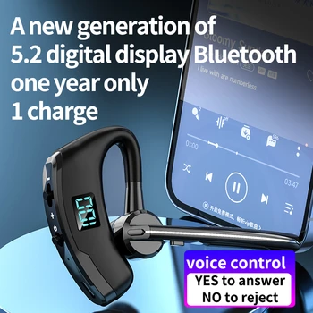 Беспроводная бизнес-гарнитура V8S Bluetooth 5.2, светодиодный цифровой дисплей, наушники громкой связи, ушной крючок, наушники для звонков HD с микрофоном