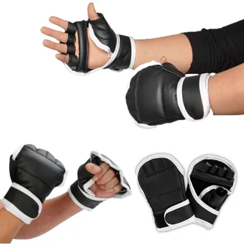 Боксерские перчатки на полпальца из искусственной кожи, перчатки для борьбы с кикбоксингом, перчатки для каратэ Муай Тай, Тренировочные перчатки для детей, мужские
