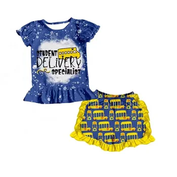 Оптовые Комплекты одежды для маленьких девочек Apple Pencil Set Детские шорты с рукавами Летняя школьная одежда Одежда для мальчиков