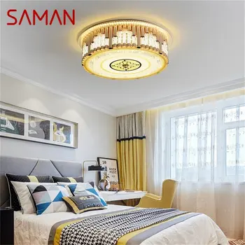 Потолочное освещение SAMAN Crystal в постмодернистском стиле, роскошные светодиодные лампы для дома для украшения столовой
