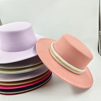 шляпы, женская фетровая шляпа с высоким берцем, блестящая панама ручной работы, усыпанная бриллиантами, летняя солнцезащитная шляпа для путешествий, женская фетровая шляпа с жемчугом
