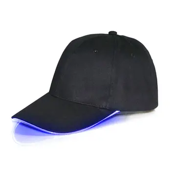 Супер крутой светодиодный световой регулируемый шляпа вспышки волоконно-оптический бейсболка участник хип-хоп танец Гольф кепка унисекс черный и белый