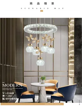 Ресторанная потолочная люстра с тремя головками, современная простая персонализированная светодиодная люстра, украшение интерьера, хрустальная лампа