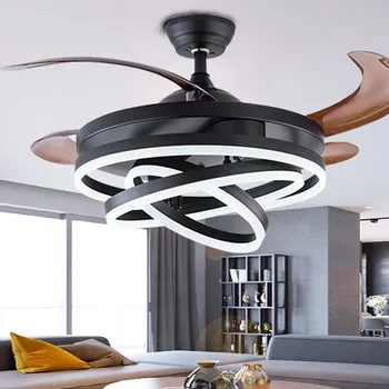 Новые современные 42-дюймовые потолочные вентиляторы с регулируемой подсветкой для гостиной спальни, летние Зимние Светодиодные Вентиляторы, лампа для домашнего освещения
