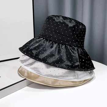 Дизайнерская шляпа niche rhine-diamond fisherman'shat женская летняя мода в иностранном стиле солнцезащитная шляпа складной большой карниз солнцезащитный козырек