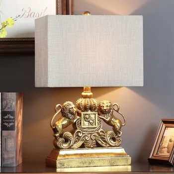 Американская настольная лампа Double Lion, Прикроватная лампа для спальни, Креативная Европейская Ретро-простая Современная гостиная