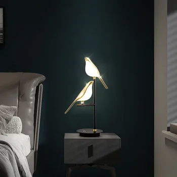 Настольные торшеры Nordic LED, креативная лампа для чтения magpie, внутреннее освещение, прикроватная тумбочка для спальни, гостиная, кабинет, роскошный домашний декор