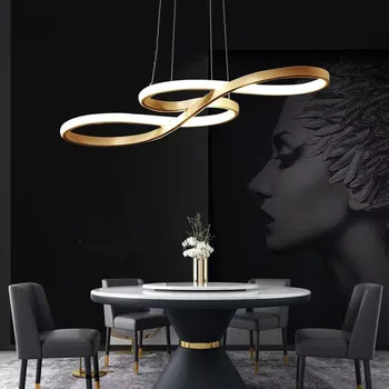 Светодиодная люстра в скандинавском минимализме, окрашенный алюминиевый блеск, Подвесная люстра, Светильник для обеденного стола, музыка, светодиодные подвесные светильники