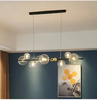 Современная прямоугольная светодиодная люстра для столовой, линия освещения гостиной, подвесные светильники для дома, подвесные светильники для лофта