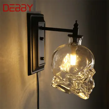 Классический настенный светильник DEBBY, креативные светильники в скандинавском стиле, абажур с черепом, Дизайнерский бра, промышленный ветряной бар, декоративный