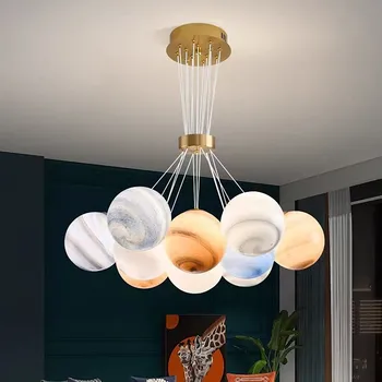 Современный подвесной светильник в виде глобуса, минималистичный креативный датский светильник moon planet, столовая, спальня, картонная люстра, детская комната