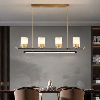 Новая китайская ресторанная люстра, медный домашний обеденный стол, барная стойка, длинная лампа, высококачественная лампа для кабинета на вилле