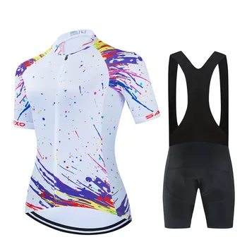 Велосипедная майка 2023, велосипедная одежда с коротким рукавом, женская велосипедная одежда для шоссейного велоспорта, нагрудник, брюки для женщин, велосипедная одежда