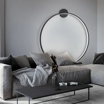 Фон дивана для гостиной Украшение стены Настенный светильник в скандинавском минимализме Кольцевая лампа для прикроватной тумбочки в спальне