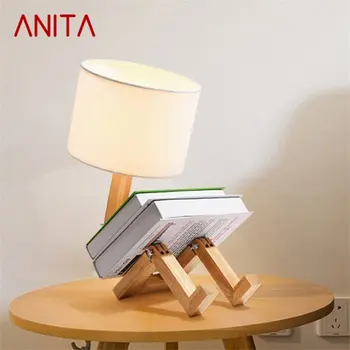 Настольная лампа ANITA Nordic с креативным настольным освещением в виде деревянного человека, декоративная светодиодная лампа для домашнего кабинета в спальне