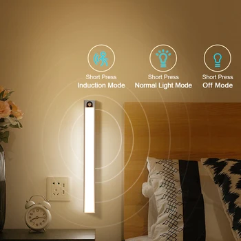 Ультратонкие светодиодные шкафы, USB-лампы для кухни, гардероба, спальни, гардеробной, Умный светильник с датчиком движения, перезаряжаемый ночник