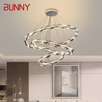 Современная хрустальная люстра BUNNY со светодиодной подсветкой, Роскошные кольца, Подвесной светильник, Домашний декор для гостиной, столовой, Спальни