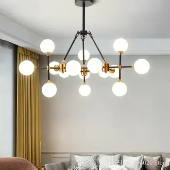 Подвесные светильники Nordic Iron Glass Lustre, современный простой подвесной светильник для гостиной, освещение Magnolia Luxury Individual Hanglamp LED
