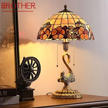 Настольная лампа BROTHER European Retro Brass LED Modern Creative Swan Copper для домашнего декора гостиной спальни