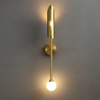 Постмодернистский минималистичный золотой дизайнерский прикроватный светильник для спальни, роскошная лестница, прихожая, гостиная, фоновый настенный светильник