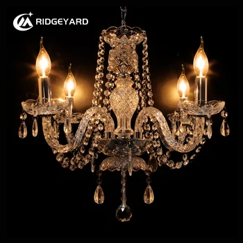 Люстры Ridgeyard с 4-рычажными хрустальными подвесными светильниками, прозрачный Роскошный декор спальни
